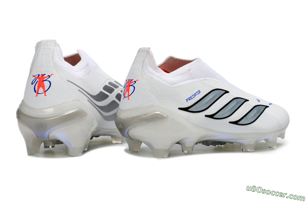 Adidas Predator 26 Elite Laceless FG Firm Ground Soccer Cleats - White/Iridium Silver/Black 7