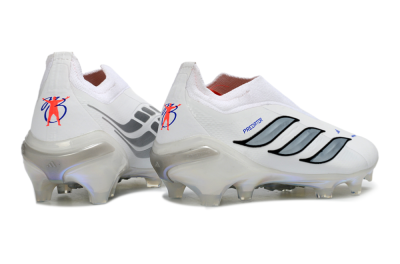 Adidas Predator 26 Elite Laceless FG Firm Ground Soccer Cleats - White/Iridium Silver/Black