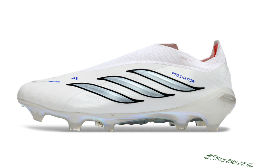 Adidas Predator 26 Elite Laceless FG Firm Ground Soccer Cleats - White/Iridium Silver/Black 2