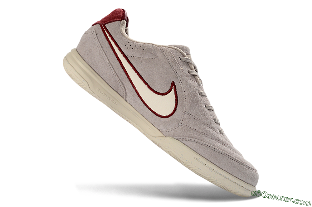 Nike Tiempo Streetgato Prm IC Indoor & Futsal Soccer Shoes - Gray/Maroon/Beige 4