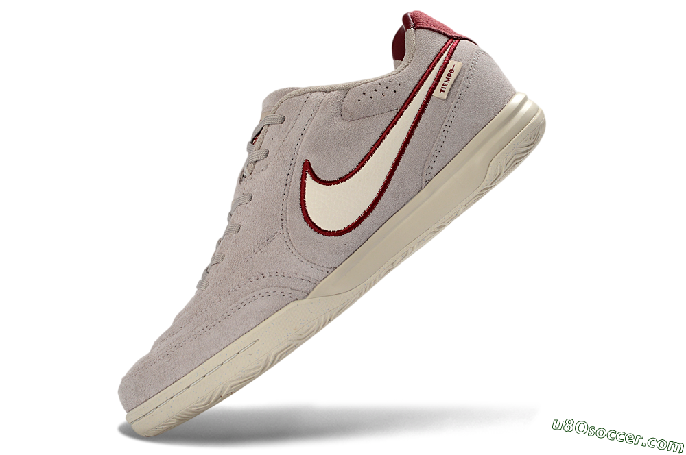 Nike Tiempo Streetgato Prm IC Indoor & Futsal Soccer Shoes - Gray/Maroon/Beige 5