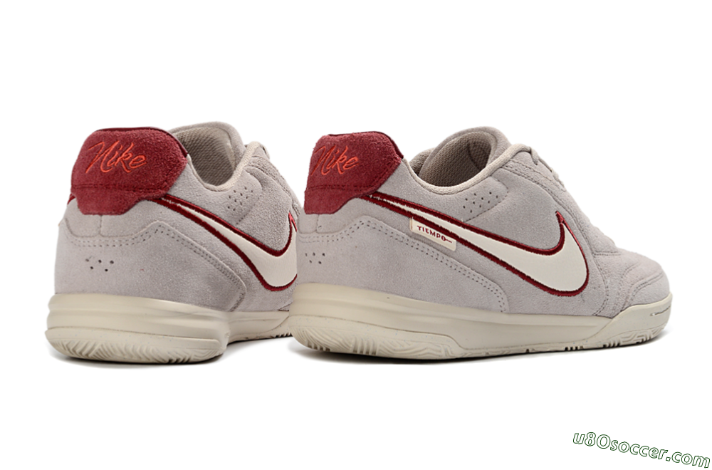 Nike Tiempo Streetgato Prm IC Indoor & Futsal Soccer Shoes - Gray/Maroon/Beige 6