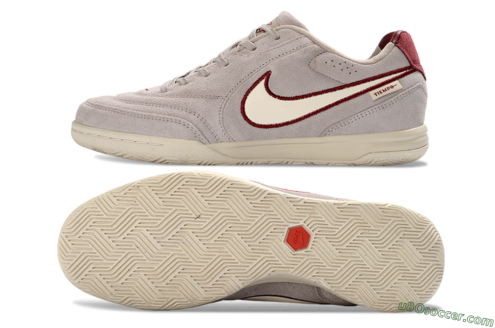 Nike Tiempo Streetgato Prm IC Indoor & Futsal Soccer Shoes - Gray/Maroon/Beige 0