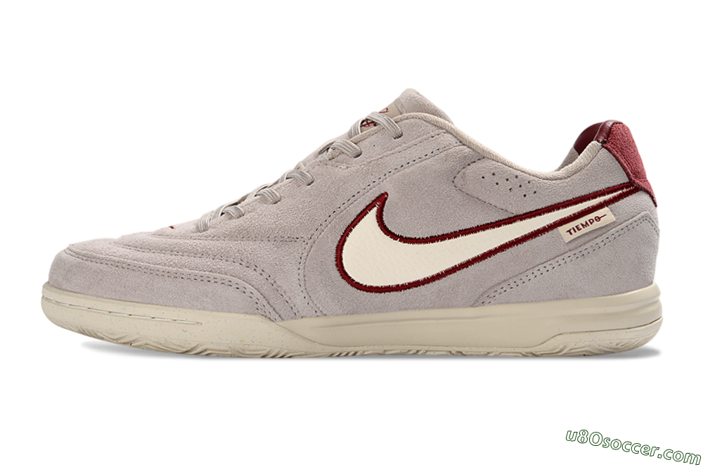 Nike Tiempo Streetgato Prm IC Indoor & Futsal Soccer Shoes - Gray/Maroon/Beige 2