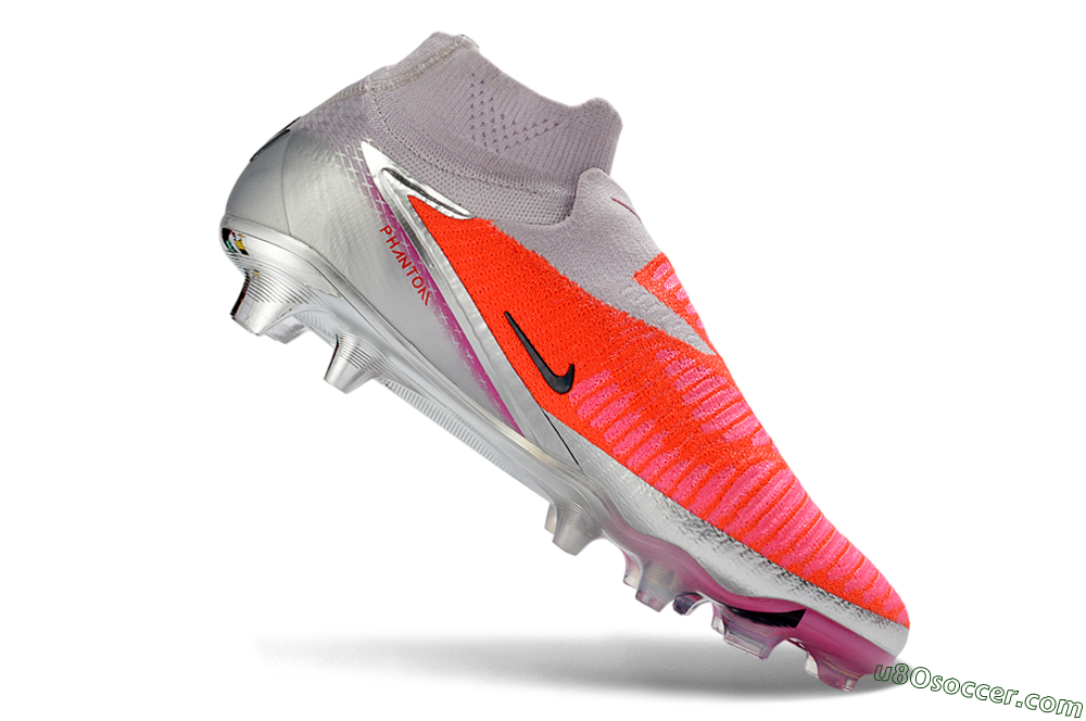 Nike Phantom 6 Elite High FG Firm Ground Soccer Cleats - Pink/Vibrant Neon/Soft Silver 4