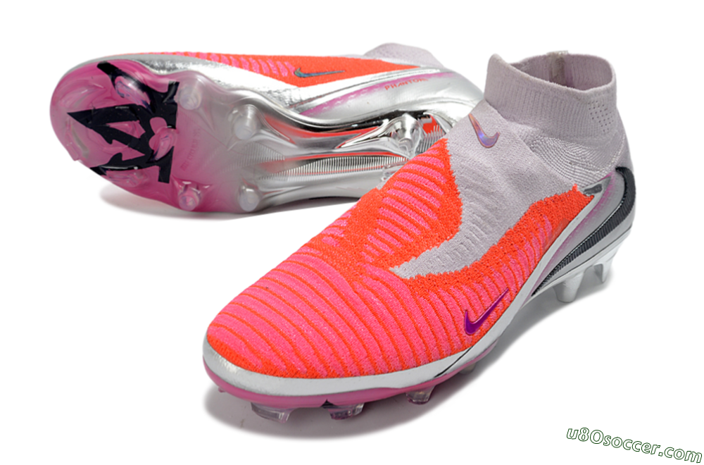 Nike Phantom 6 Elite High FG Firm Ground Soccer Cleats - Pink/Vibrant Neon/Soft Silver 3