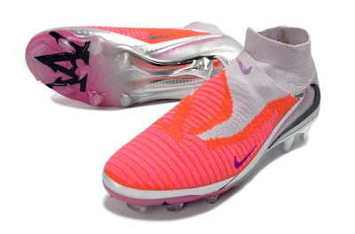 Nike Phantom 6 Elite High FG Firm Ground Soccer Cleats - Pink/Vibrant Neon/Soft Silver