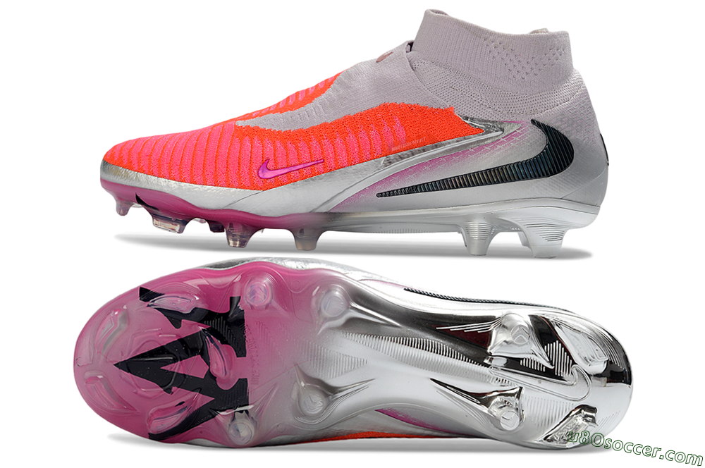 Nike Phantom 6 Elite High FG Firm Ground Soccer Cleats - Pink/Vibrant Neon/Soft Silver 0