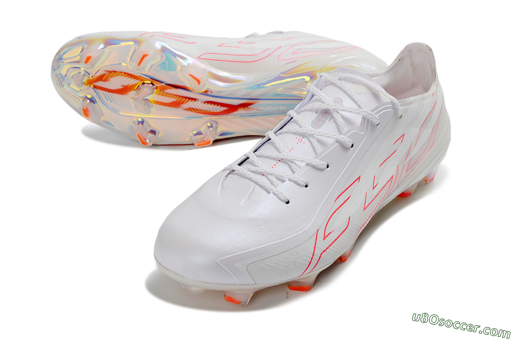 Adidas F50 Hyperfast 2026 World Cup FG Firm Ground Soccer Cleats - White/Neon Pink/Crystal Clear 3