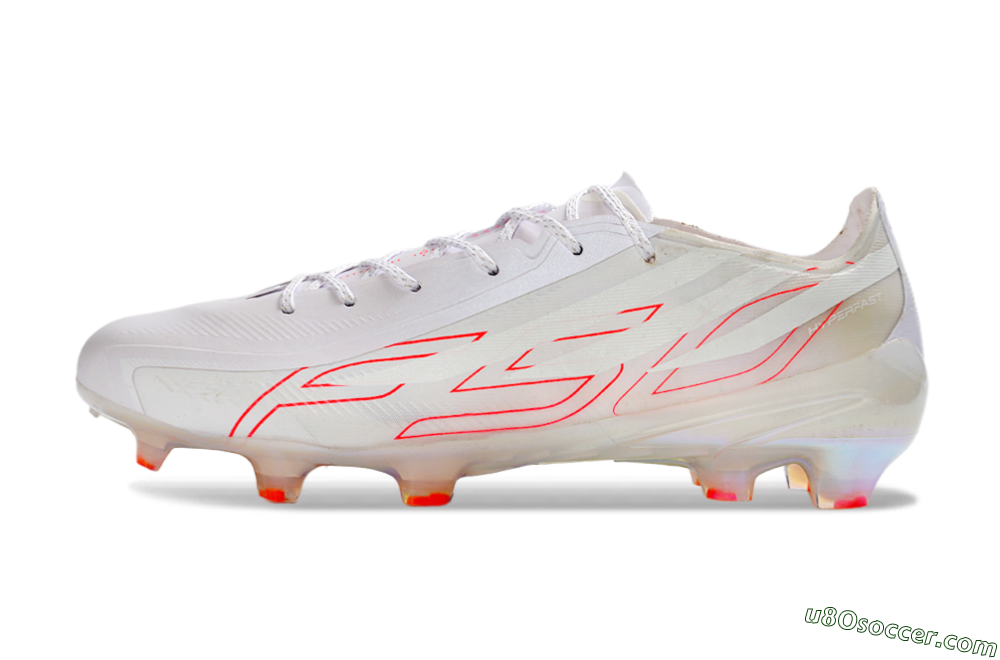 Adidas F50 Hyperfast 2026 World Cup FG Firm Ground Soccer Cleats - White/Neon Pink/Crystal Clear 2