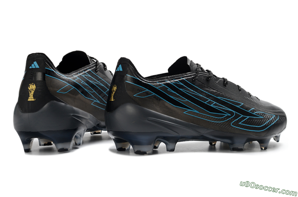 Adidas F50 Hyperfast 2026 World Cup FG Firm Ground Soccer Cleats - Black/Electric Blue/Shadow Blue 6