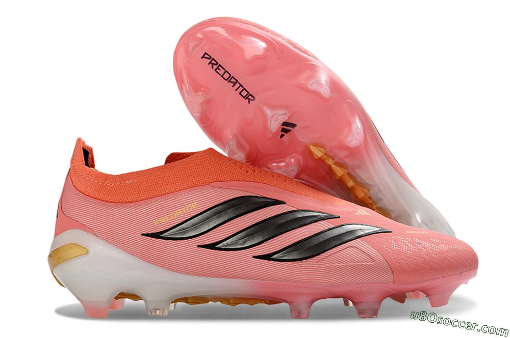 Adidas Predator 26 Elite Laceless FG Firm Ground Soccer Cleats - Pink/Coral Glow/Golden Vibe 1