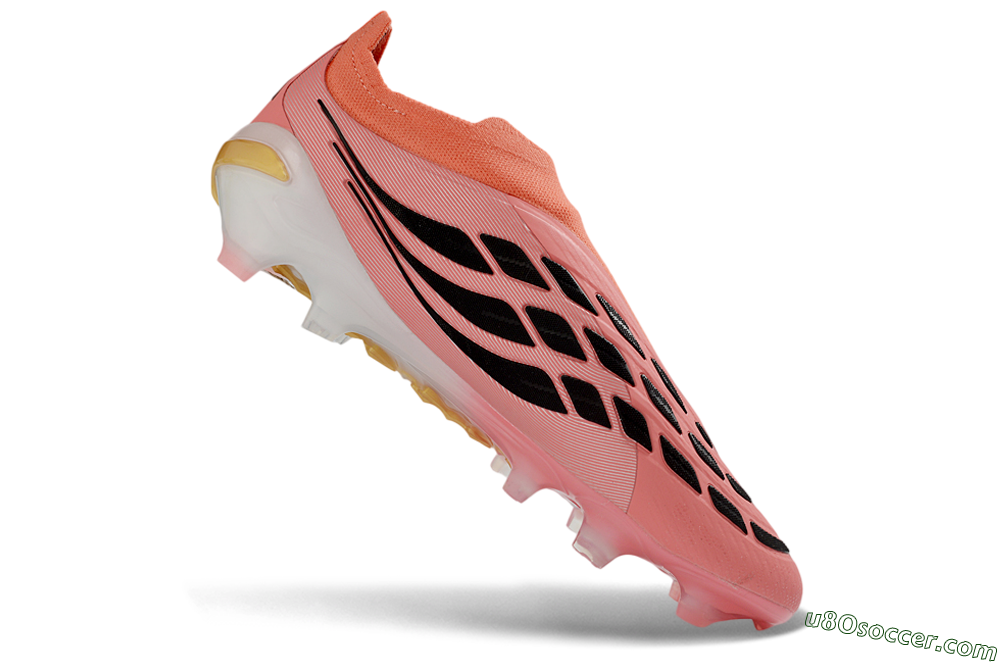 Adidas Predator 26 Elite Laceless FG Firm Ground Soccer Cleats - Pink/Coral Glow/Golden Vibe 4