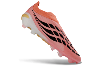 Adidas Predator 26 Elite Laceless FG Firm Ground Soccer Cleats - Pink/Coral Glow/Golden Vibe