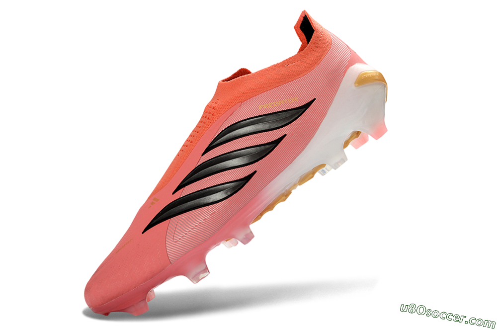 Adidas Predator 26 Elite Laceless FG Firm Ground Soccer Cleats - Pink/Coral Glow/Golden Vibe 5