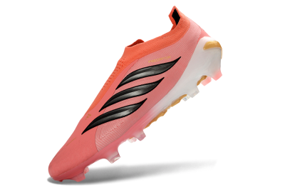 Adidas Predator 26 Elite Laceless FG Firm Ground Soccer Cleats - Pink/Coral Glow/Golden Vibe