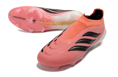 Adidas Predator 26 Elite Laceless FG Firm Ground Soccer Cleats - Pink/Coral Glow/Golden Vibe