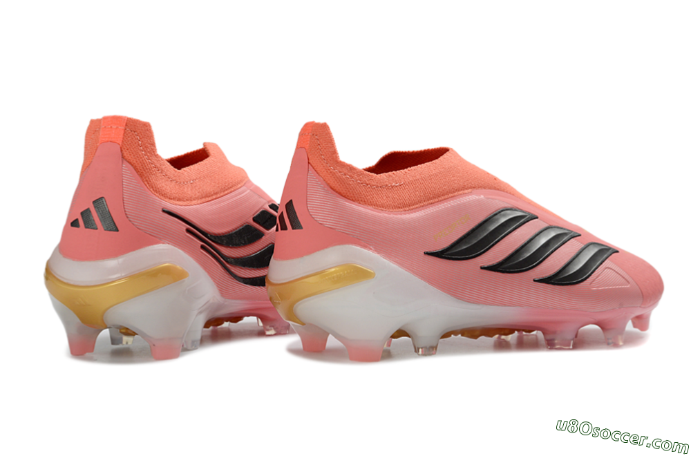 Adidas Predator 26 Elite Laceless FG Firm Ground Soccer Cleats - Pink/Coral Glow/Golden Vibe 6