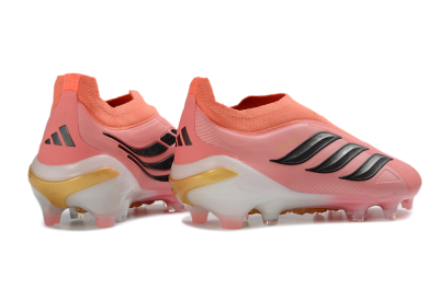 Adidas Predator 26 Elite Laceless FG Firm Ground Soccer Cleats - Pink/Coral Glow/Golden Vibe