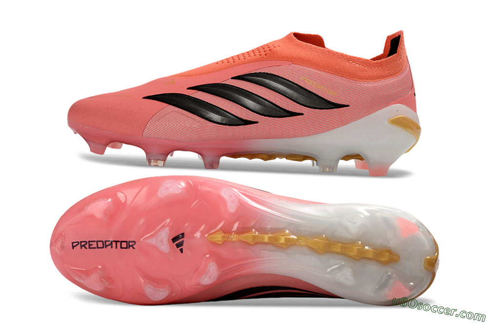 Adidas Predator 26 Elite Laceless FG Firm Ground Soccer Cleats - Pink/Coral Glow/Golden Vibe 0