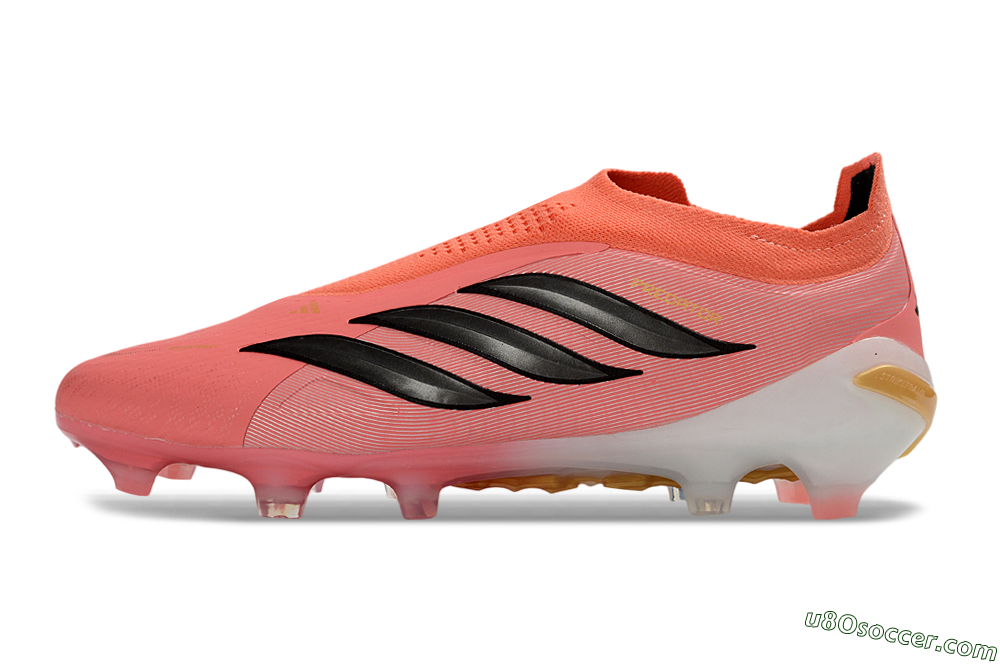 Adidas Predator 26 Elite Laceless FG Firm Ground Soccer Cleats - Pink/Coral Glow/Golden Vibe 2