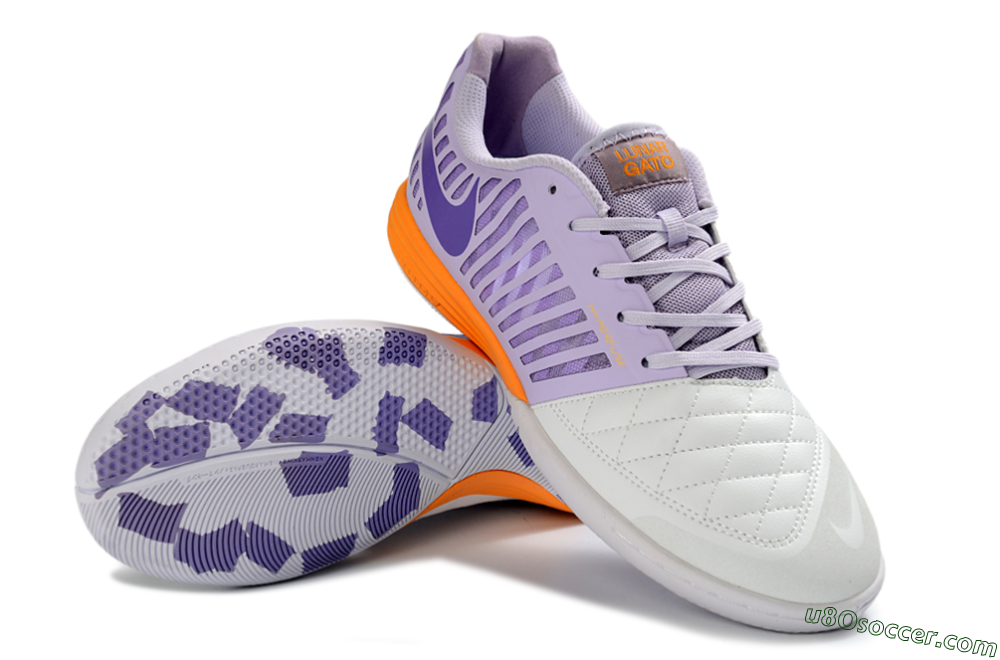 Nike Lunar Gato 2 IC Indoor & Futsal Soccer Shoes - Purple/Lavender Burst/Orange Accent 3