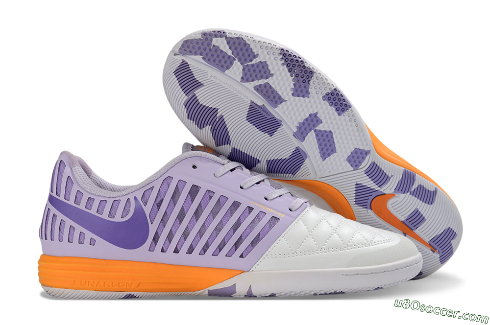 Nike Lunar Gato 2 IC Indoor & Futsal Soccer Shoes - Purple/Lavender Burst/Orange Accent 1