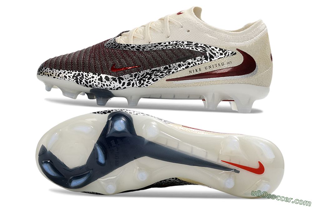 Nike Phantom 6 Elite Low FG Firm Ground Soccer Cleats - Brown/Crimson Red/White 0