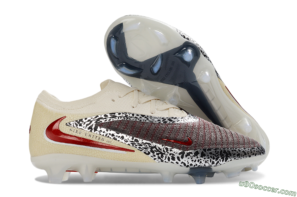Nike Phantom 6 Elite Low FG Firm Ground Soccer Cleats - Brown/Crimson Red/White 1