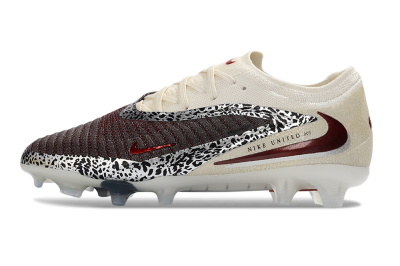 Nike Phantom 6 Elite Low FG Firm Ground Soccer Cleats - Brown/Crimson Red/White