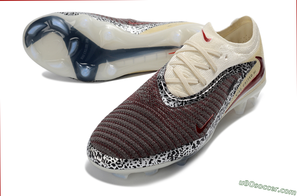 Nike Phantom 6 Elite Low FG Firm Ground Soccer Cleats - Brown/Crimson Red/White 3