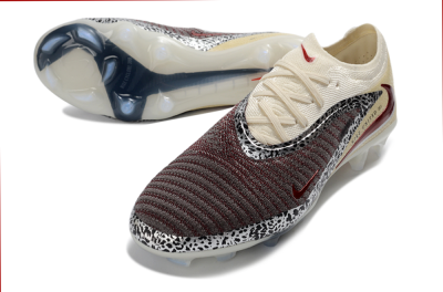 Nike Phantom 6 Elite Low FG Firm Ground Soccer Cleats - Brown/Crimson Red/White