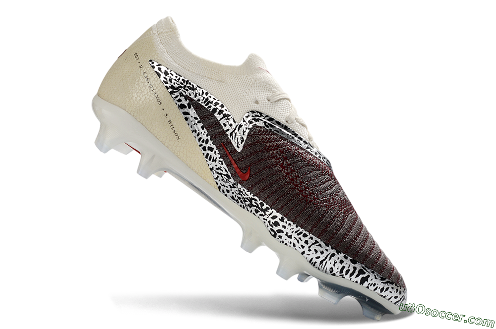 Nike Phantom 6 Elite Low FG Firm Ground Soccer Cleats - Brown/Crimson Red/White 4