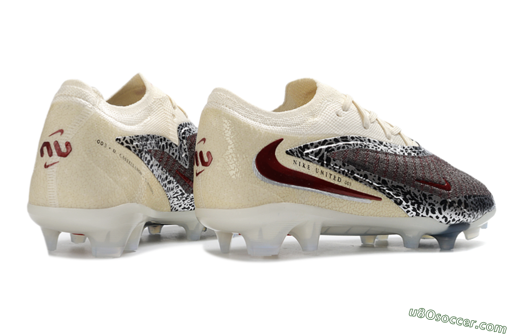 Nike Phantom 6 Elite Low FG Firm Ground Soccer Cleats - Brown/Crimson Red/White 6