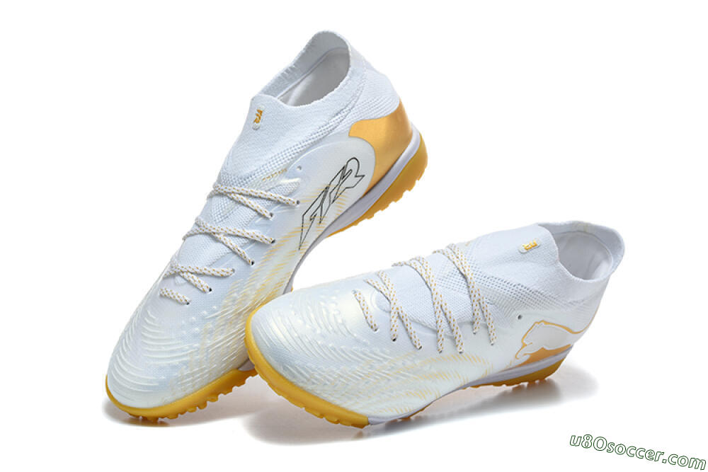 Puma Future 8 Ultimate TF Artificial Turf Soccer Shoes - White/Sunny Yellow/Golden Glow 6