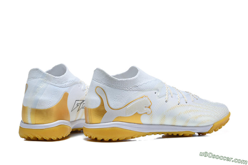 Puma Future 8 Ultimate TF Artificial Turf Soccer Shoes - White/Sunny Yellow/Golden Glow 9
