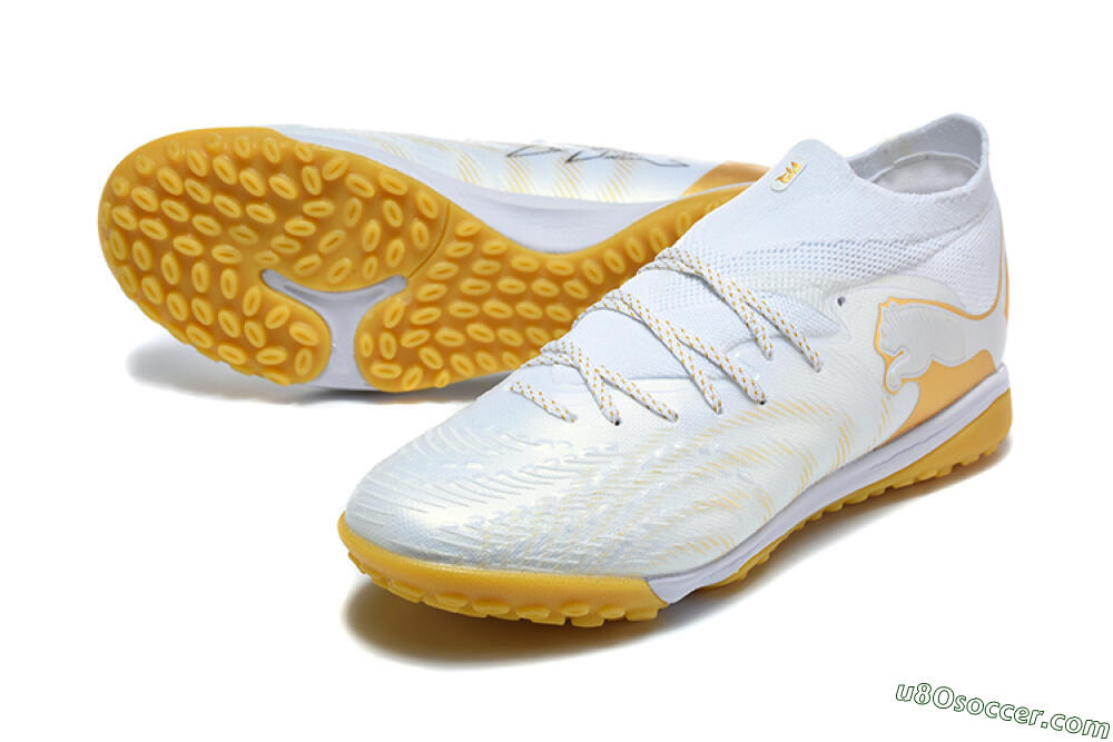 Puma Future 8 Ultimate TF Artificial Turf Soccer Shoes - White/Sunny Yellow/Golden Glow 3