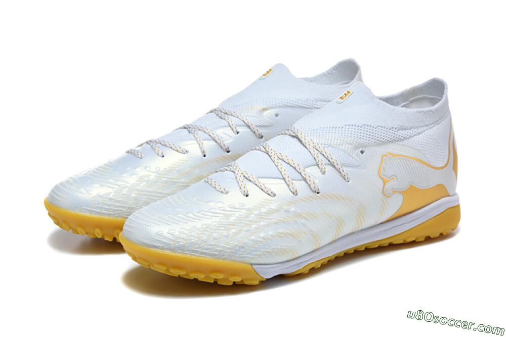 Puma Future 8 Ultimate TF Artificial Turf Soccer Shoes - White/Sunny Yellow/Golden Glow 5