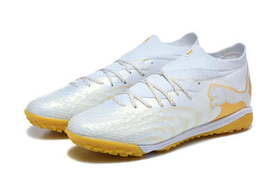 Puma Future 8 Ultimate TF Artificial Turf Soccer Shoes - White/Sunny Yellow/Golden Glow