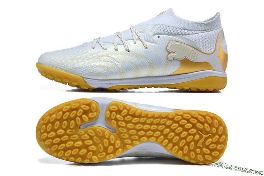Puma Future 8 Ultimate TF Artificial Turf Soccer Shoes - White/Sunny Yellow/Golden Glow 0