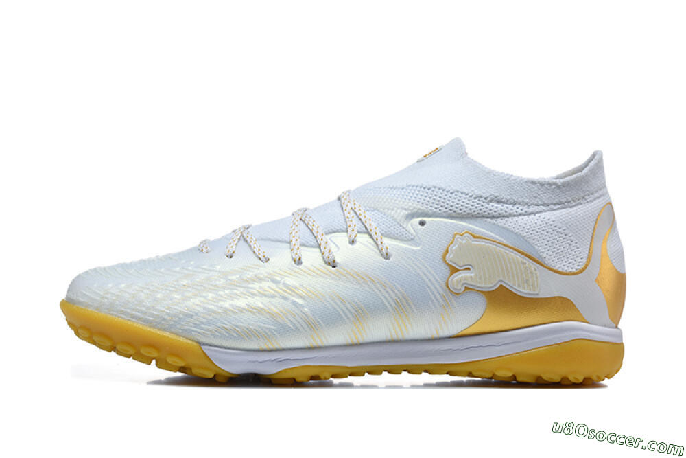 Puma Future 8 Ultimate TF Artificial Turf Soccer Shoes - White/Sunny Yellow/Golden Glow 2