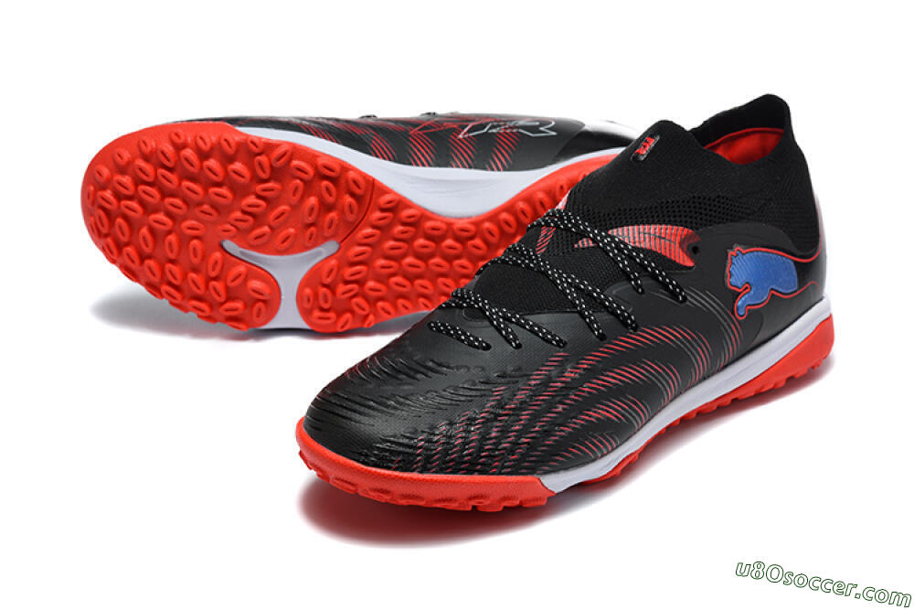 Puma Future 8 Ultimate TF Artificial Turf Soccer Shoes - Black/Fiery Red/Blue Blaze 3
