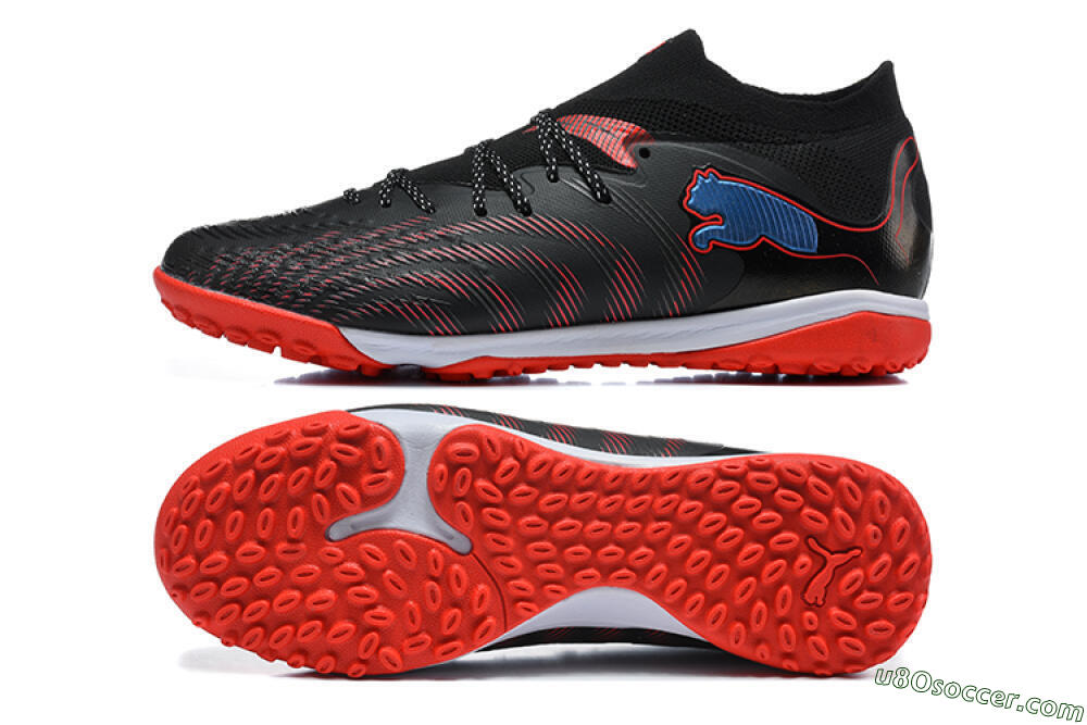 Puma Future 8 Ultimate TF Artificial Turf Soccer Shoes - Black/Fiery Red/Blue Blaze 0