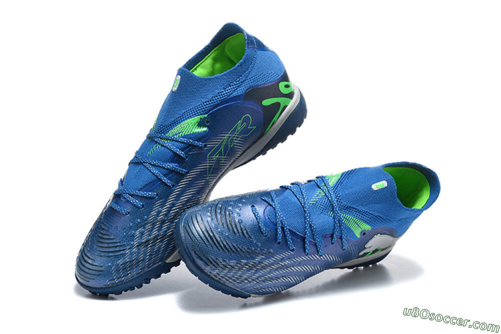 Puma Future 8 Ultimate TF Artificial Turf Soccer Shoes - Blue/Electric Blue/Frosty Green 6