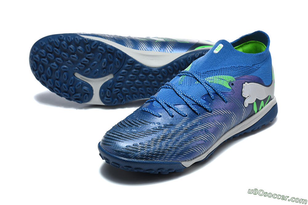 Puma Future 8 Ultimate TF Artificial Turf Soccer Shoes - Blue/Electric Blue/Frosty Green 3