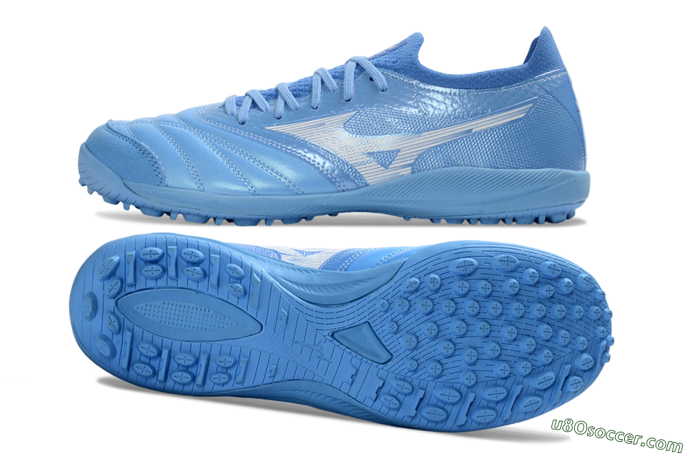Mizuno Morelia Neo 4 TF Artificial Turf Soccer Shoes - Blue/Sky Blue/Crystal Blue 0