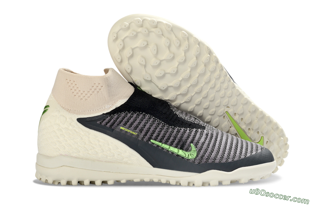 Nike Phantom 6 Elite High TF Artificial Turf Soccer Shoes - Black/Electric Green/Desert Sand 1