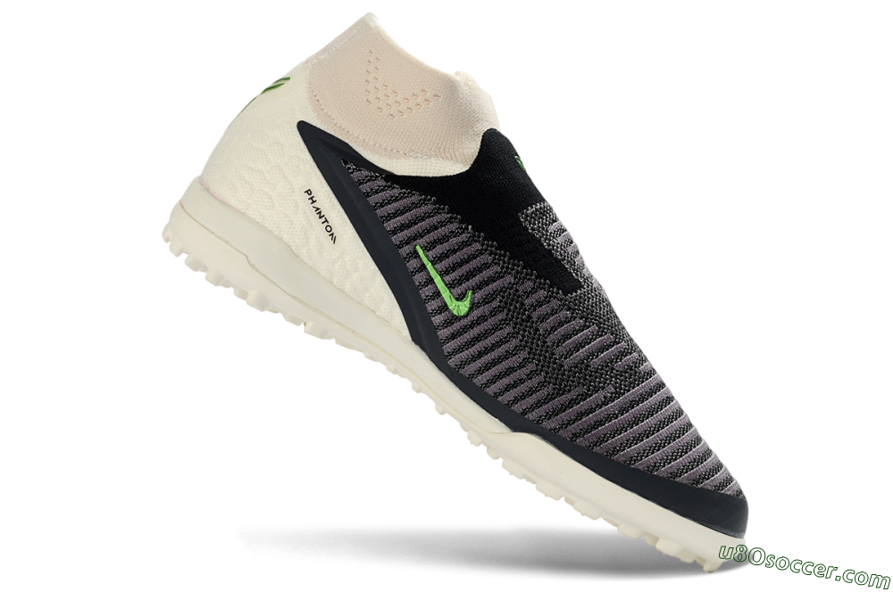 Nike Phantom 6 Elite High TF Artificial Turf Soccer Shoes - Black/Electric Green/Desert Sand 4
