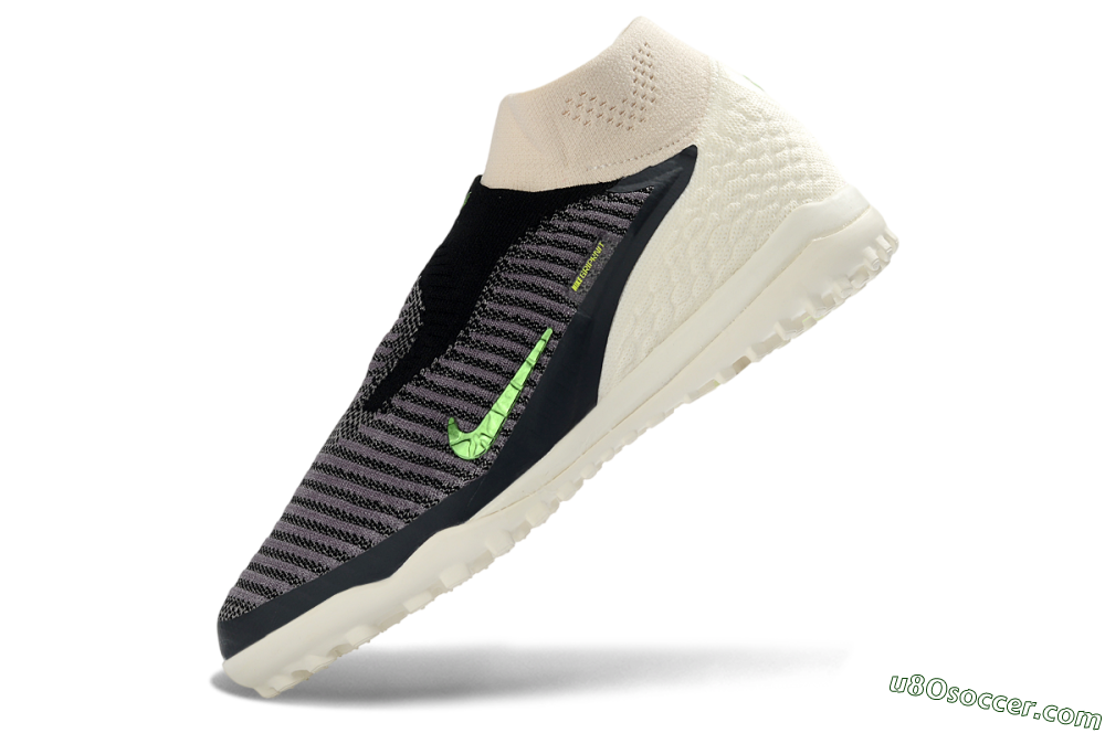 Nike Phantom 6 Elite High TF Artificial Turf Soccer Shoes - Black/Electric Green/Desert Sand 5