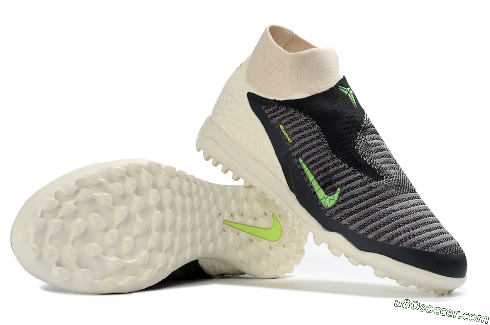 Nike Phantom 6 Elite High TF Artificial Turf Soccer Shoes - Black/Electric Green/Desert Sand 0